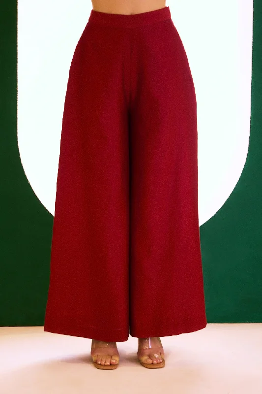 Berry Zealous Embroidered Palazzo Pants