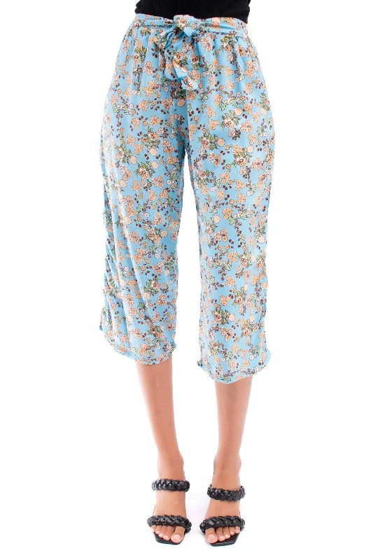 Blue Printed Palazzo Tie Pants