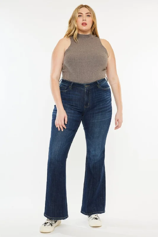 Size Inclusive Dark Wash Mid Rise Flare Jeans