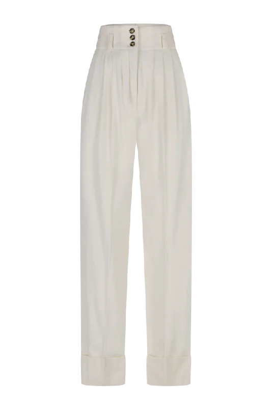 Pleated Wool High-Waisted Pants