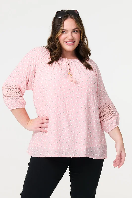 Floral Lace 3/4 Sleeve Blouse