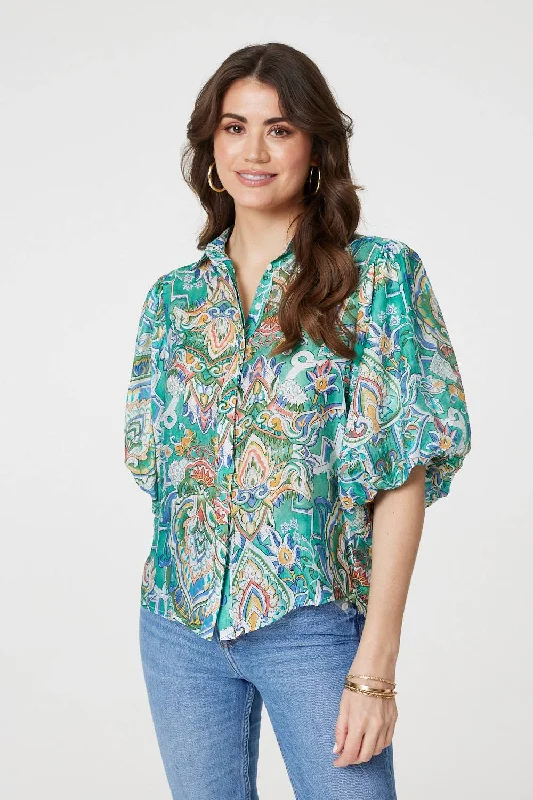 Printed Puff 1/2 Sleeve Shirt