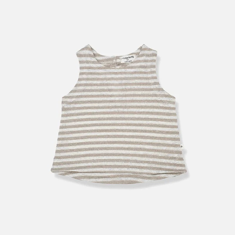 Baby & Kids Linen Jersey Janna Sleeveless Top - Beige/Ivory Stripe