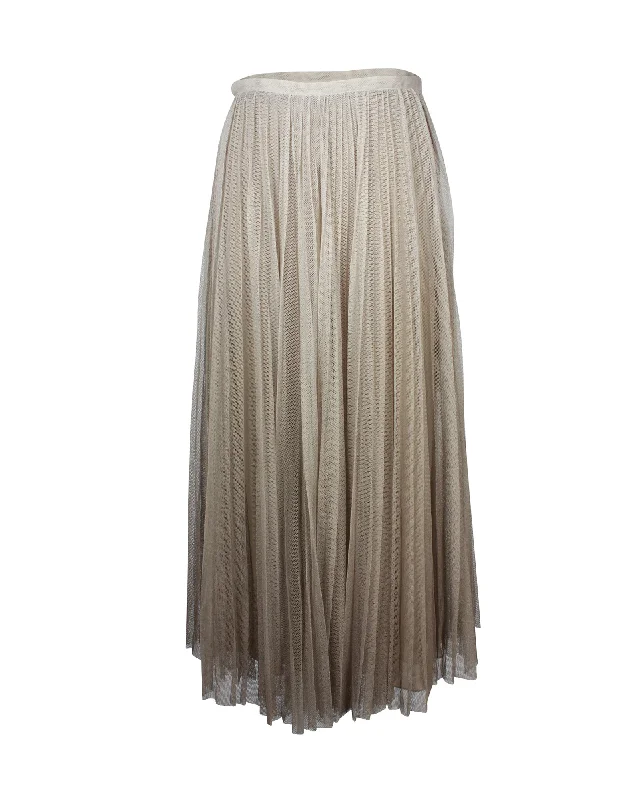 Dior Pleated Gradient Maxi Skirt in Beige Silk & Tulle