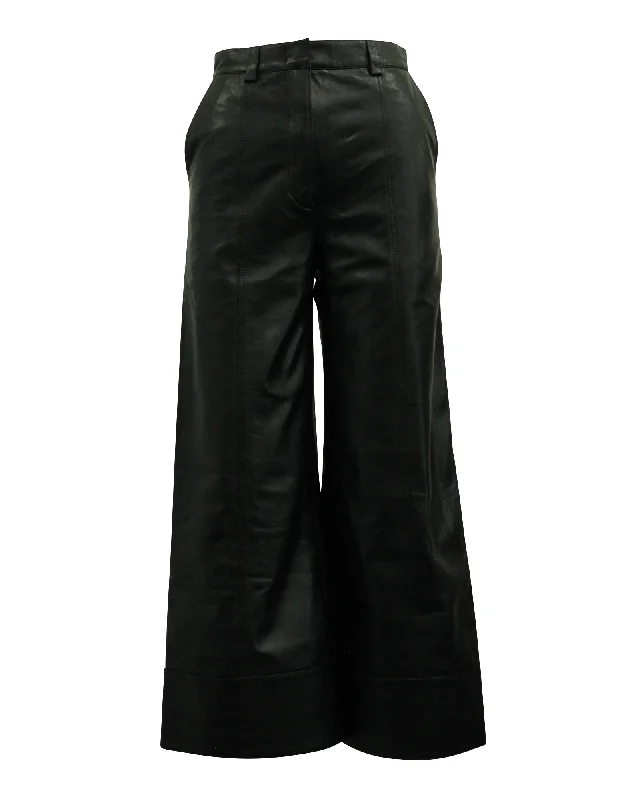 Dodo Bar Or High-Rise Wide-Leg Pants in Black Leather