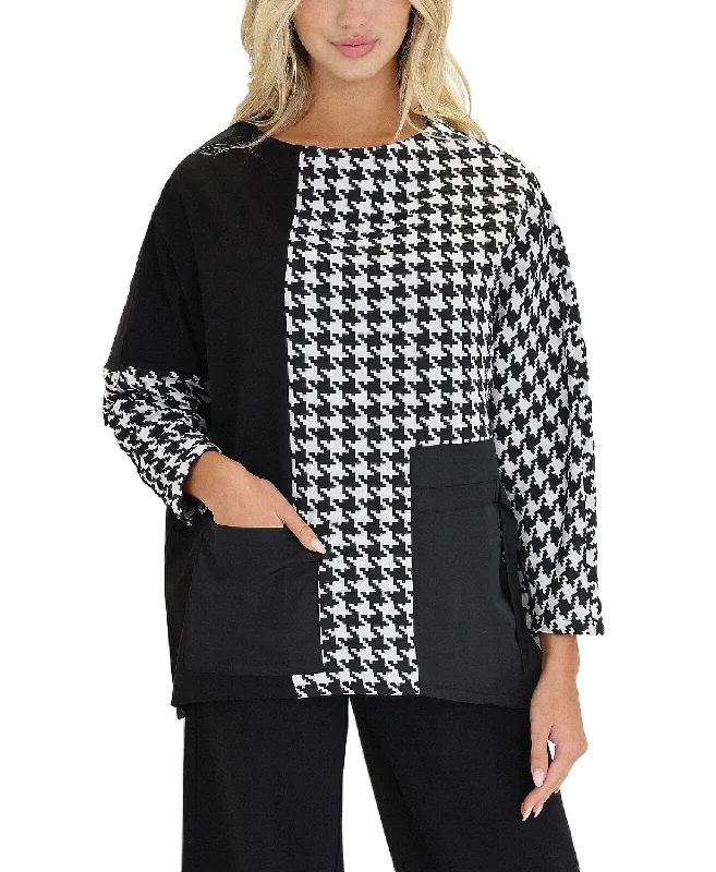 Houndstooth Colorblock Top