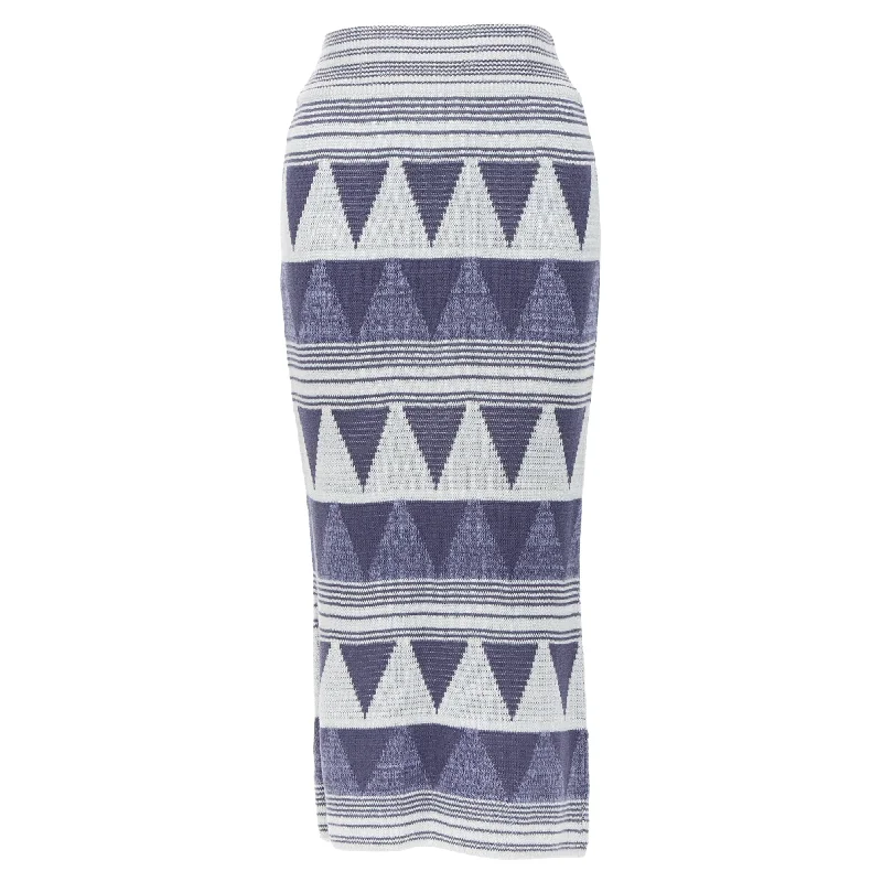 Issey Miyake Vintage Ethnic Geometric Cotton Knit Midi Skirt