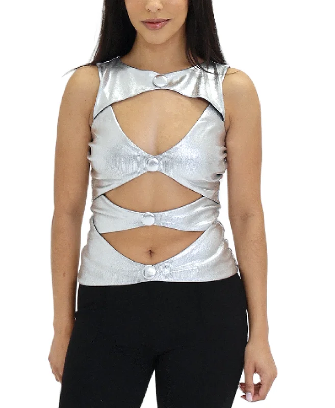 Metallic Cut-Out Top