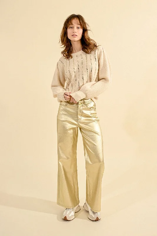 Molly Bracken Gold Metallic Trousers