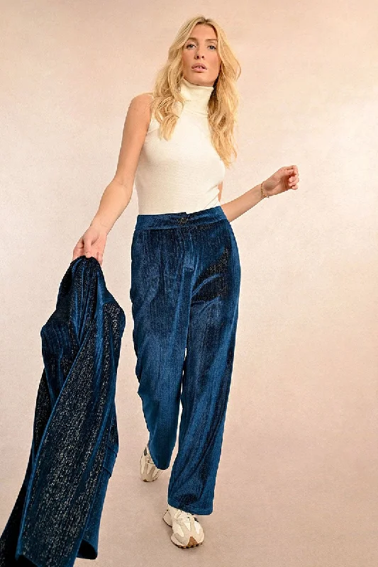 Molly Bracken Dark Blue Velvet Pants