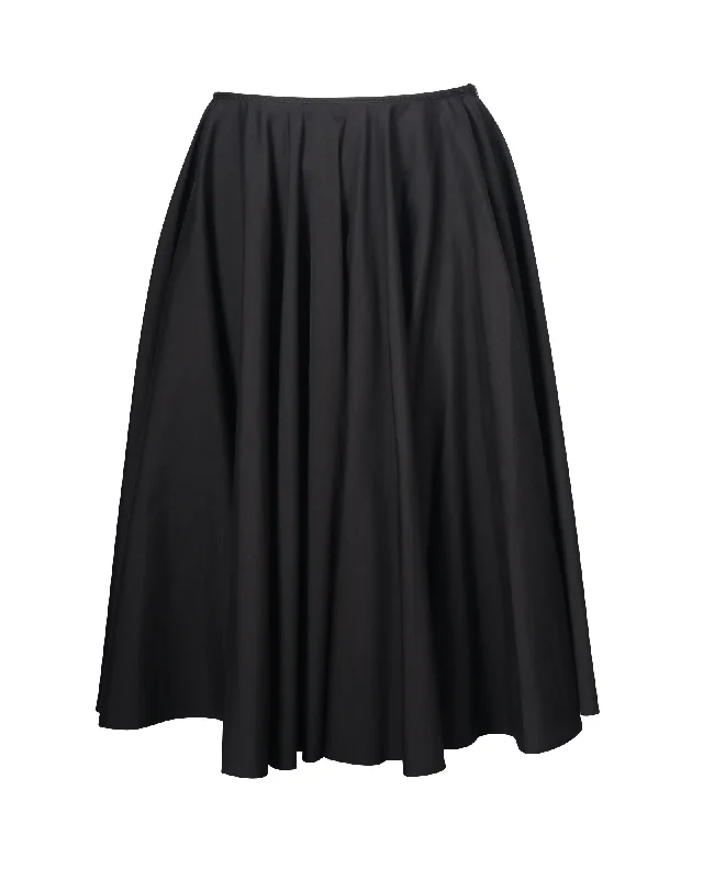 Prada Pleated Midi Skirt in Black Cotton