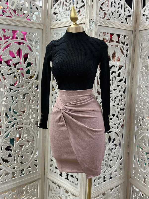 Mauve Suede Knotted Skirt