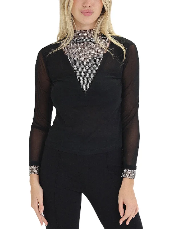 Sheer Mesh Top w/ Rhinestones