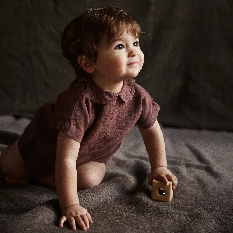 Alder Baby Tunic Top - Linen - Damson