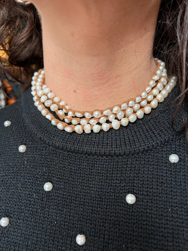 Tess Tiny Pearl Triple Wrap Necklace