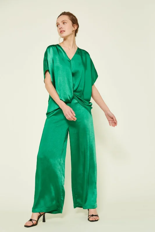 Van-Dos Green Satin Trousers