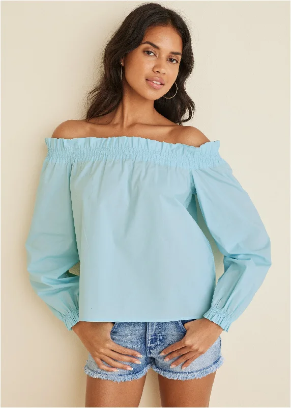 Off-The-Shoulder Top - Light Blue