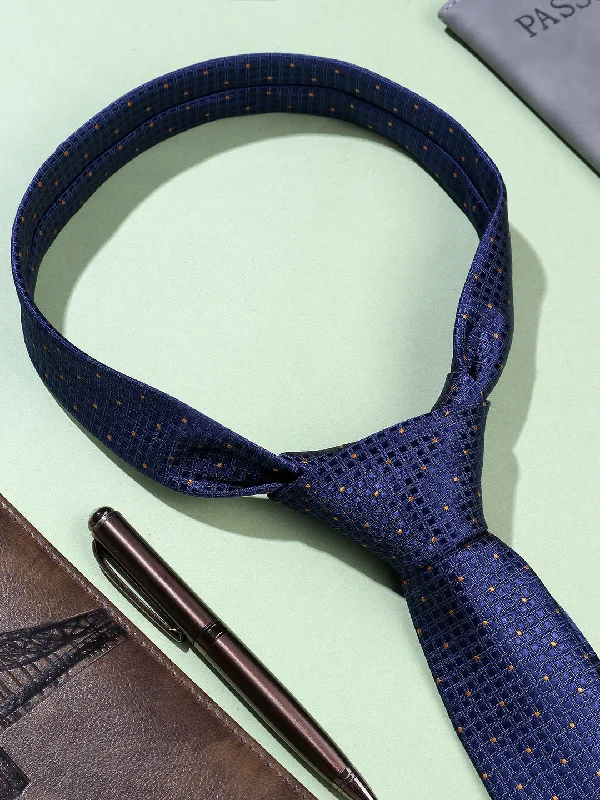 Cantabil Men's Navy Blue Dotted Printed Broad Tie