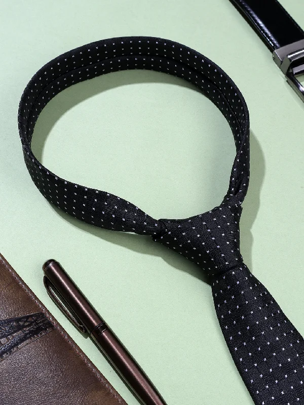 Men's Black Dotted Printed Broad Tie