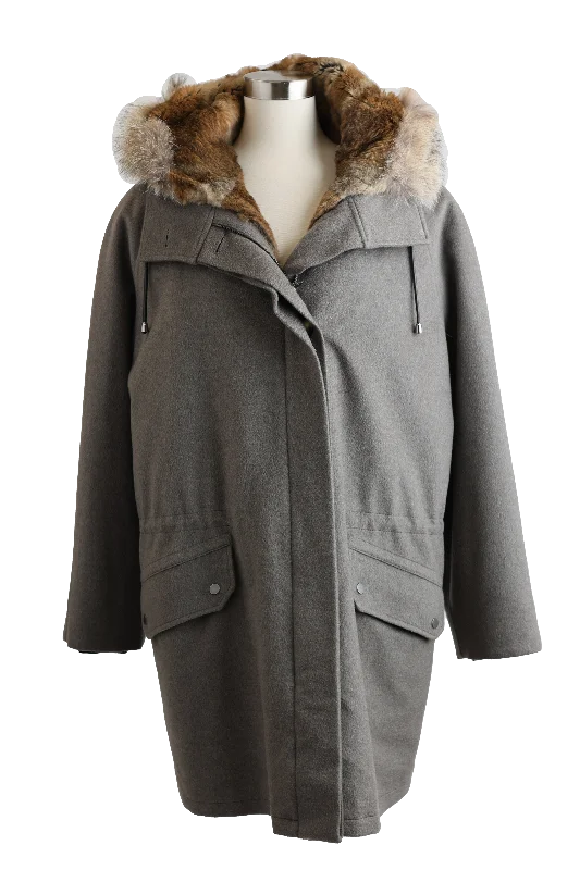 Fur Lined Cashmere Blend Coat