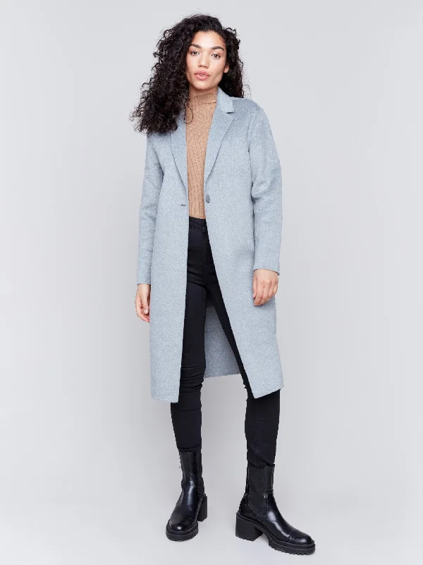 Long Double-Faced Wool Coat - Grey