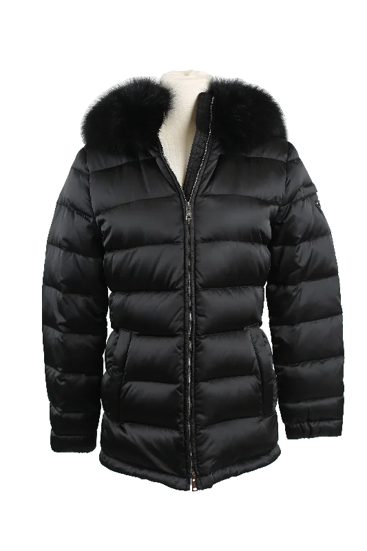 Quilted Down Puffer Coat W/ Fur Color